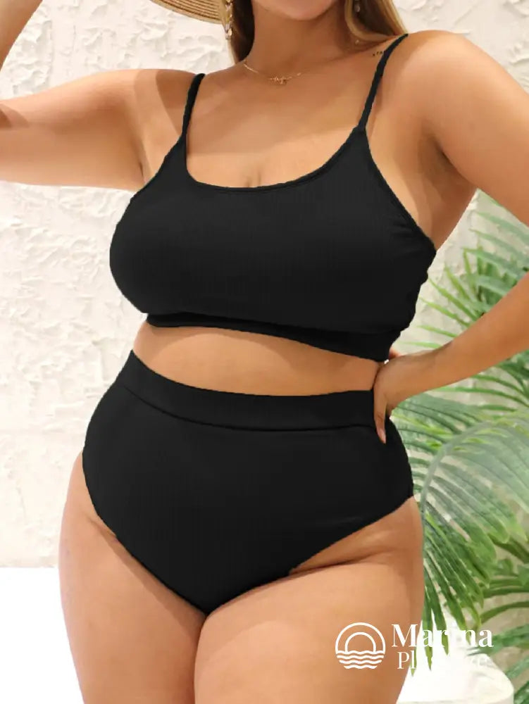 Biquíni Básico Cintura Alta Alças Finas Plus Size Biquíni Básico Cintura Alta Alças Finas Plus Size