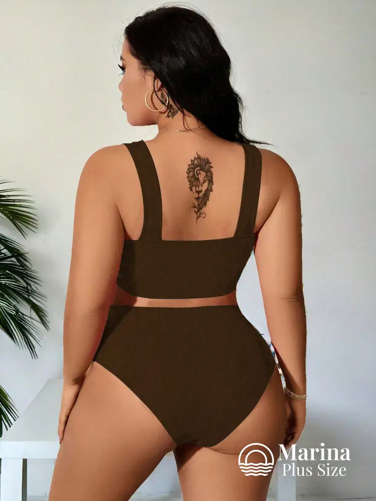 Biquíni Canelado Amarração Frontal Plus Size Biquíni Canelado Amarração Frontal Plus Size