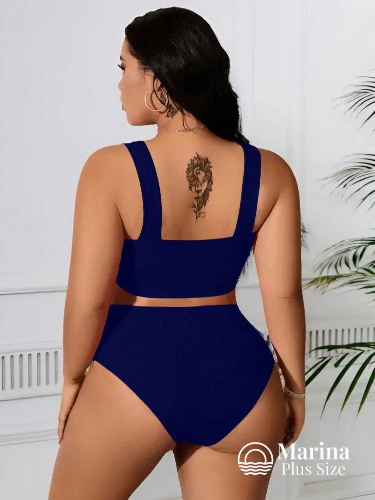 Biquíni Canelado Amarração Frontal Plus Size Biquíni Canelado Amarração Frontal Plus Size
