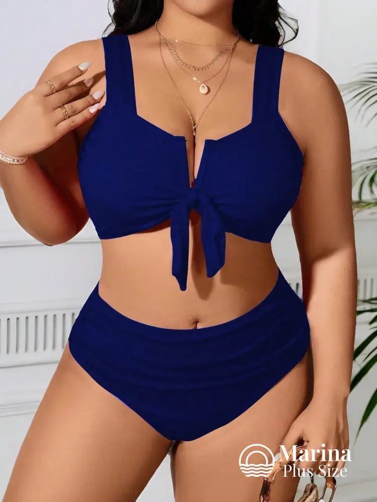Biquíni Canelado Amarração Frontal Plus Size Biquíni Canelado Amarração Frontal Plus Size