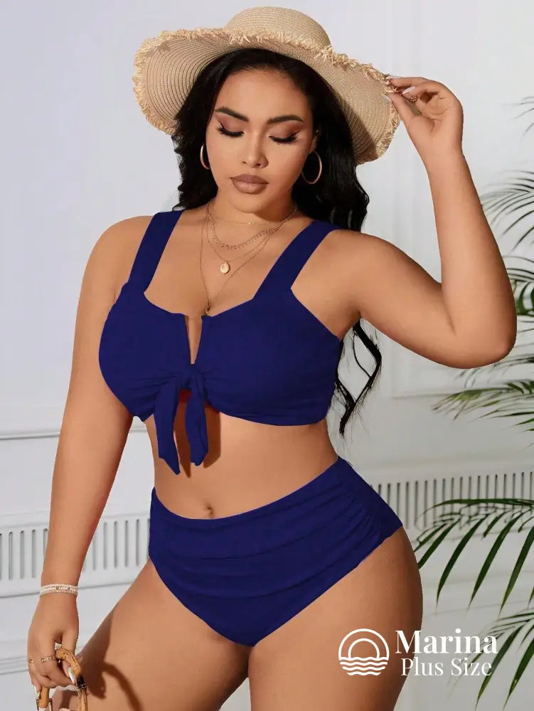 Biquíni Canelado Amarração Frontal Plus Size Biquíni Canelado Amarração Frontal Plus Size