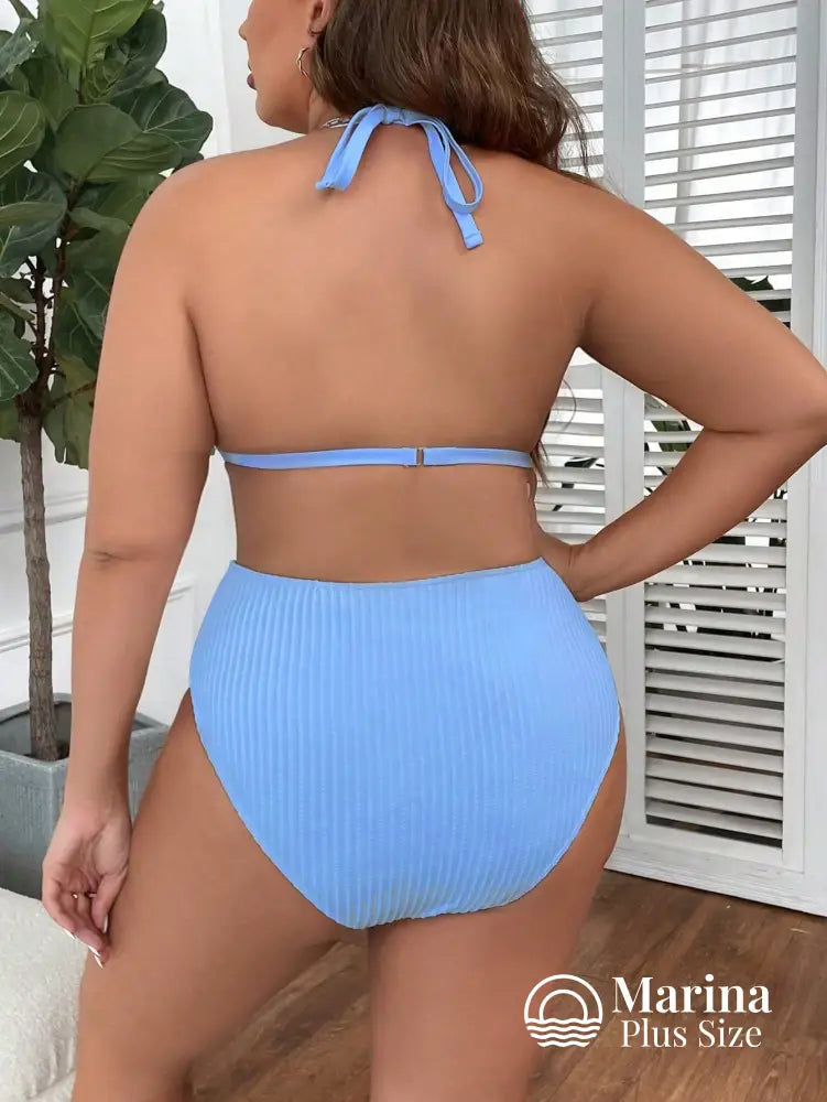 Biquíni Canelado Cortininha Cintura Alta Plus Size Biquíni Canelado Cortininha Cintura Alta Plus Size