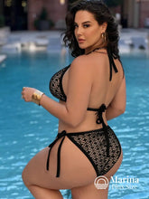 Biquíni Crochê Amarração Lateral Plus Size Preto / G Biquíni Crochê Amarração Lateral Plus Size