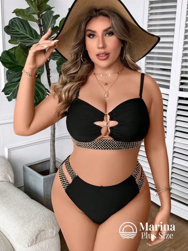 Biquíni Detalhe Argolas Cintura Alta Plus Size Biquíni Detalhe Argolas Cintura Alta Plus Size