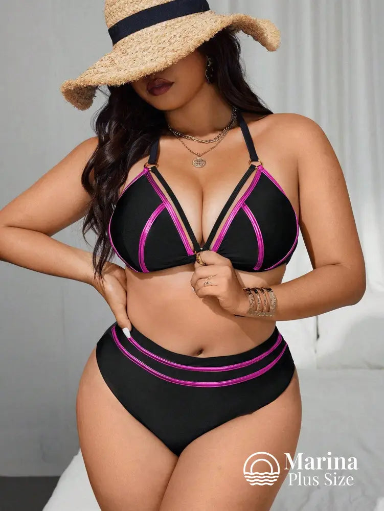Biquíni Detalhe Metálico Cintura Alta Plus Size Biquíni Detalhe Metálico Cintura Alta Plus Size