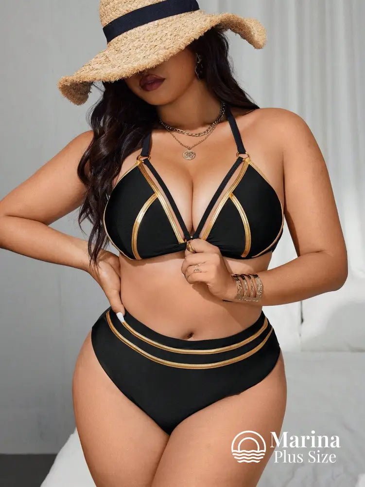 Biquíni Detalhe Metálico Cintura Alta Plus Size Biquíni Detalhe Metálico Cintura Alta Plus Size