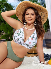 Biquíni Estampado Cruzado Amarração Plus Size Verde / G Biquíni Estampado Cruzado Amarração Plus Size