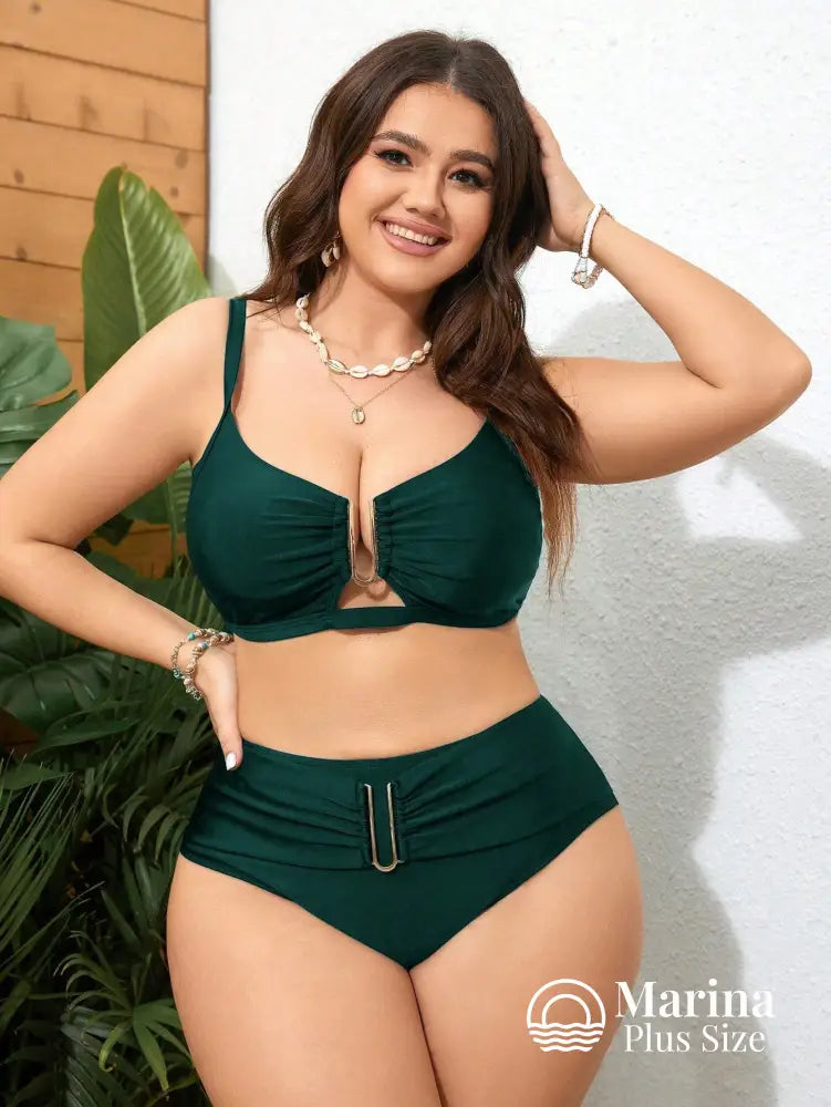 Biquíni Estruturado Fivela Cintura Alta Plus Size Biquíni Estruturado Fivela Cintura Alta Plus Size