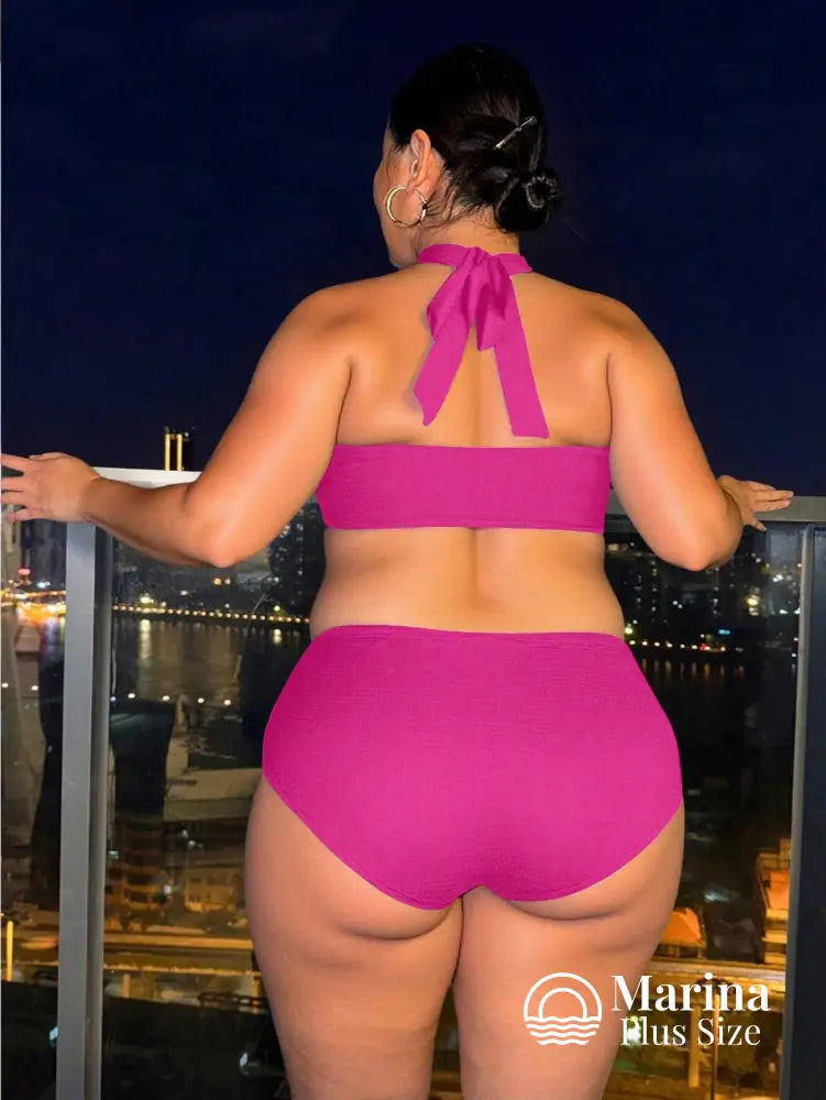 Biquíni Halter Cruzado Cintura Alta Aviamento Plus Size Biquíni Halter Cruzado Cintura Alta Aviamento Plus Size
