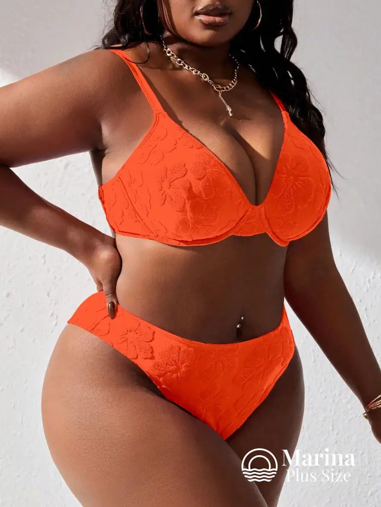 Biquíni Meia Taça Texturizado Floral Plus Size Biquíni Meia Taça Texturizado Floral Plus Size
