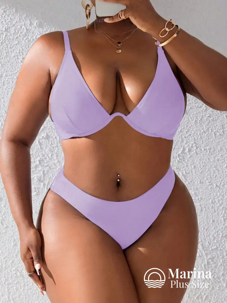 Biquíni Meia Taça Underwire Sustentação Conforto Plus Size Roxo / G Biquíni Meia Taça Underwire Sustentação Conforto