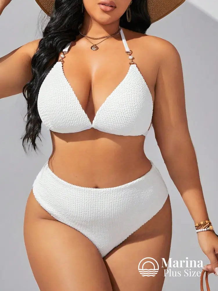 Biquíni Texturizado Cintura Alta Plus Size Biquíni Texturizado Cintura Alta Plus Size