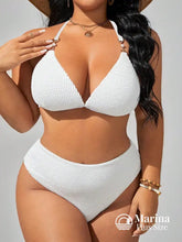 Biquíni Texturizado Cintura Alta Plus Size Branco / G Biquíni Texturizado Cintura Alta Plus Size