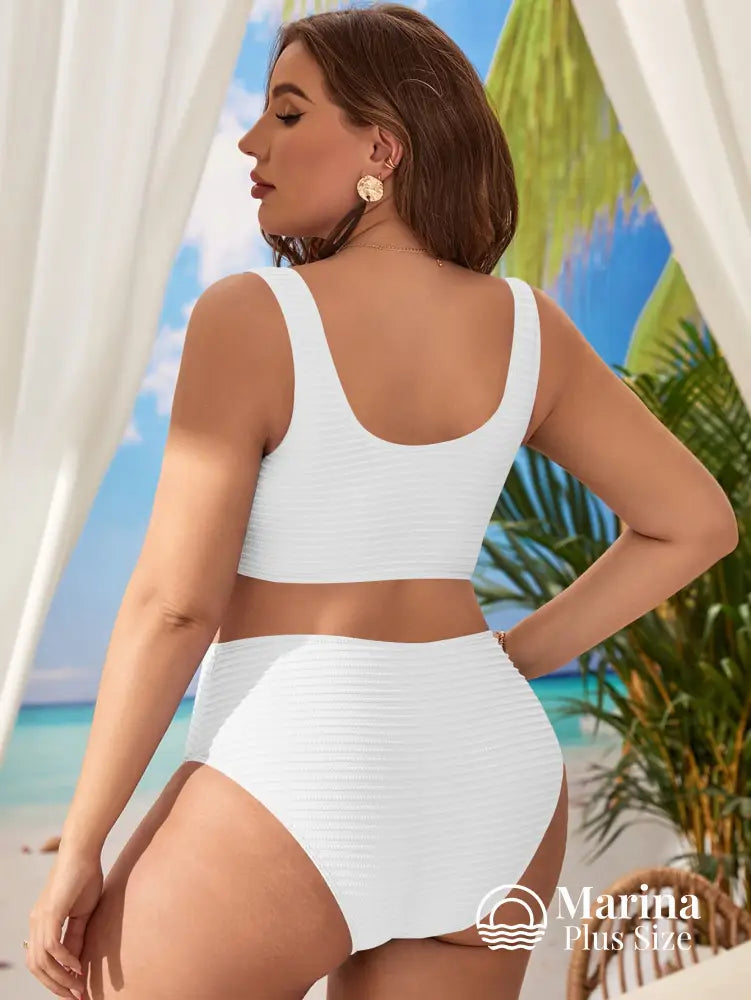 Biquíni Texturizado Decote V Cintura Alta Plus Size Biquíni Texturizado Decote V Cintura Alta Plus Size