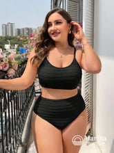 Biquíni Texturizado Top Reto Cintura Alta Plus Size Preto / G Biquíni Texturizado Top Reto Cintura Alta Plus Size