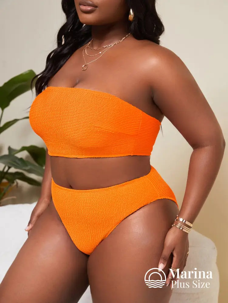 Biquíni Tomara Que Caia Canelado Cintura Alta Plus Size Biquíni Tomara Que Caia Canelado Cintura Alta Plus Size