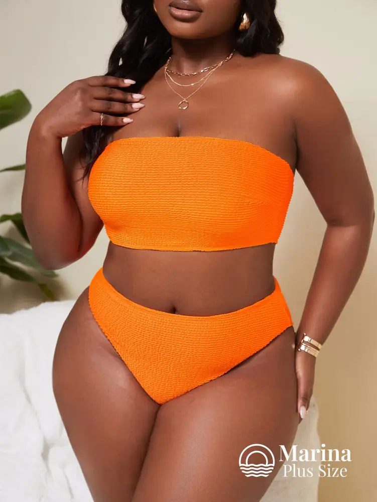 Biquíni Tomara Que Caia Canelado Cintura Alta Plus Size Biquíni Tomara Que Caia Canelado Cintura Alta Plus Size