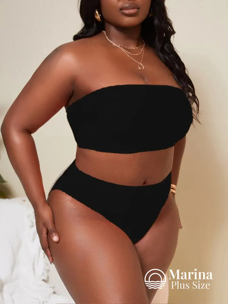 Biquíni Tomara Que Caia Canelado Cintura Alta Plus Size Biquíni Tomara Que Caia Canelado Cintura Alta Plus Size