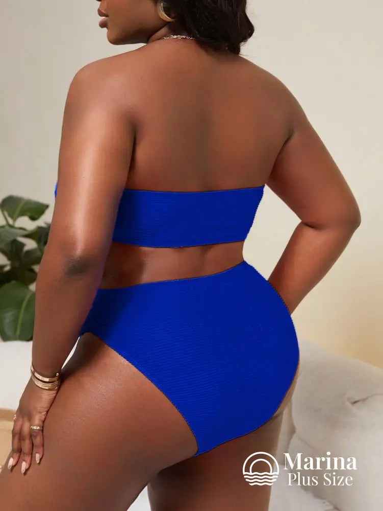 Biquíni Tomara Que Caia Canelado Cintura Alta Plus Size Biquíni Tomara Que Caia Canelado Cintura Alta Plus Size