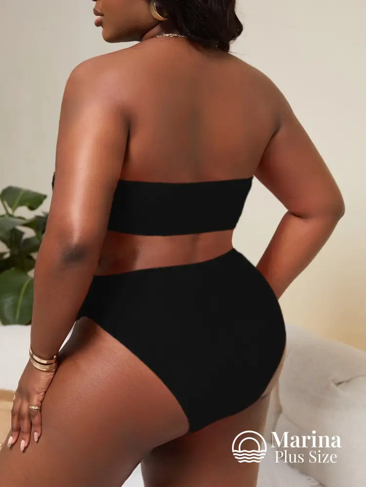 Biquíni Tomara Que Caia Canelado Cintura Alta Plus Size Biquíni Tomara Que Caia Canelado Cintura Alta Plus Size