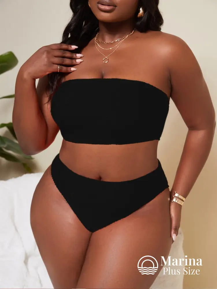 Biquíni Tomara Que Caia Canelado Cintura Alta Plus Size Biquíni Tomara Que Caia Canelado Cintura Alta Plus Size