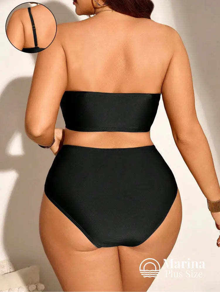 Biquíni Tomara Que Caia Cintura Alta Bicolor Plus Size Biquíni Tomara Que Caia Cintura Alta Bicolor Plus Size