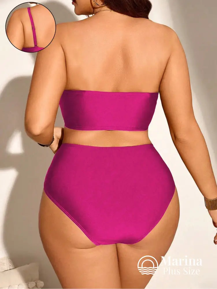 Biquíni Tomara Que Caia Cintura Alta Bicolor Plus Size Biquíni Tomara Que Caia Cintura Alta Bicolor Plus Size