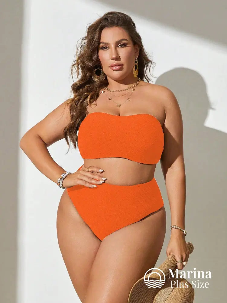 Biquíni Tomara Que Caia Texturizado Cintura Alta Plus Size Biquíni Tomara Que Caia Texturizado Cintura Alta Plus Size