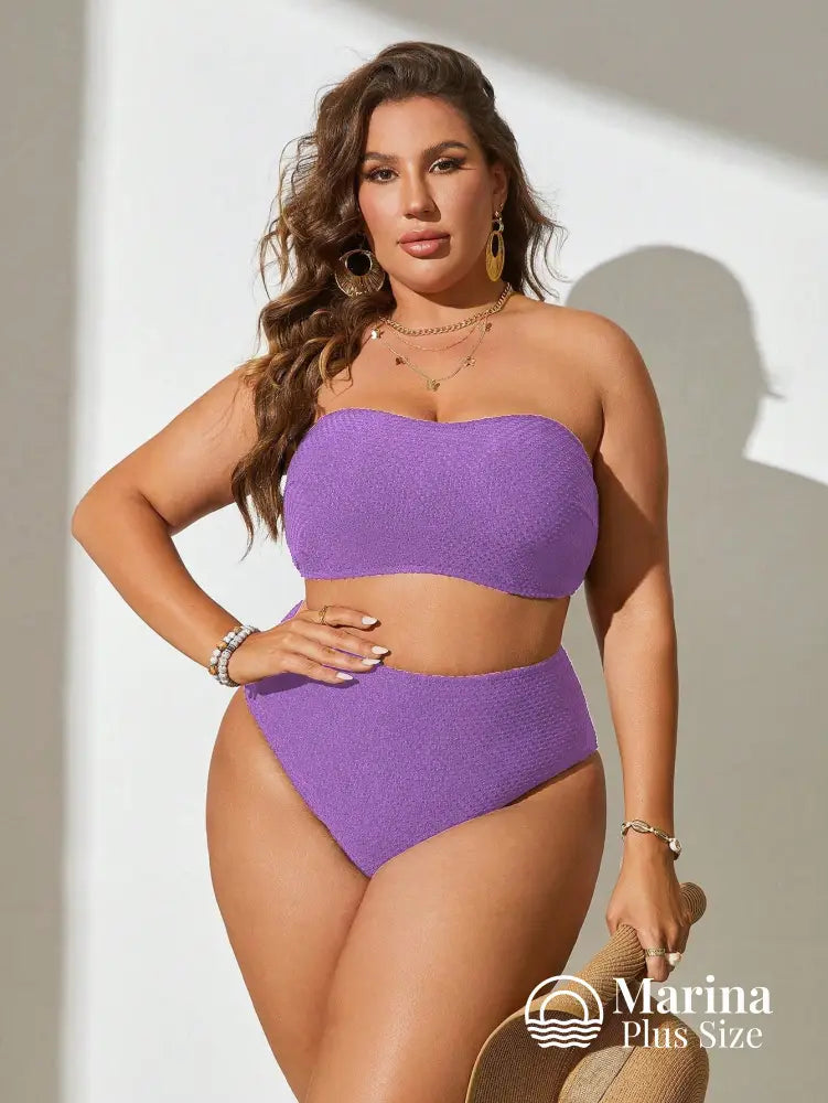 Biquíni Tomara Que Caia Texturizado Cintura Alta Plus Size Biquíni Tomara Que Caia Texturizado Cintura Alta Plus Size