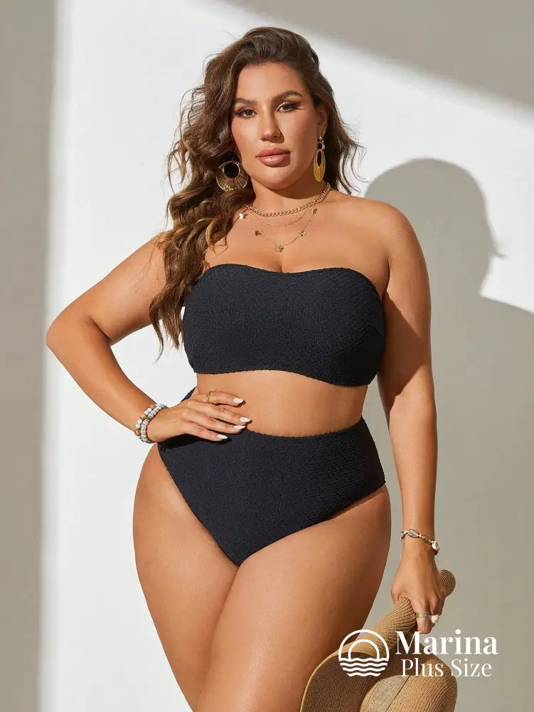 Biquíni Tomara Que Caia Texturizado Cintura Alta Plus Size Biquíni Tomara Que Caia Texturizado Cintura Alta Plus Size