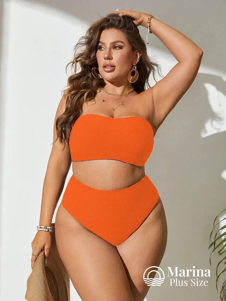 Biquíni Tomara Que Caia Texturizado Cintura Alta Plus Size Biquíni Tomara Que Caia Texturizado Cintura Alta Plus Size