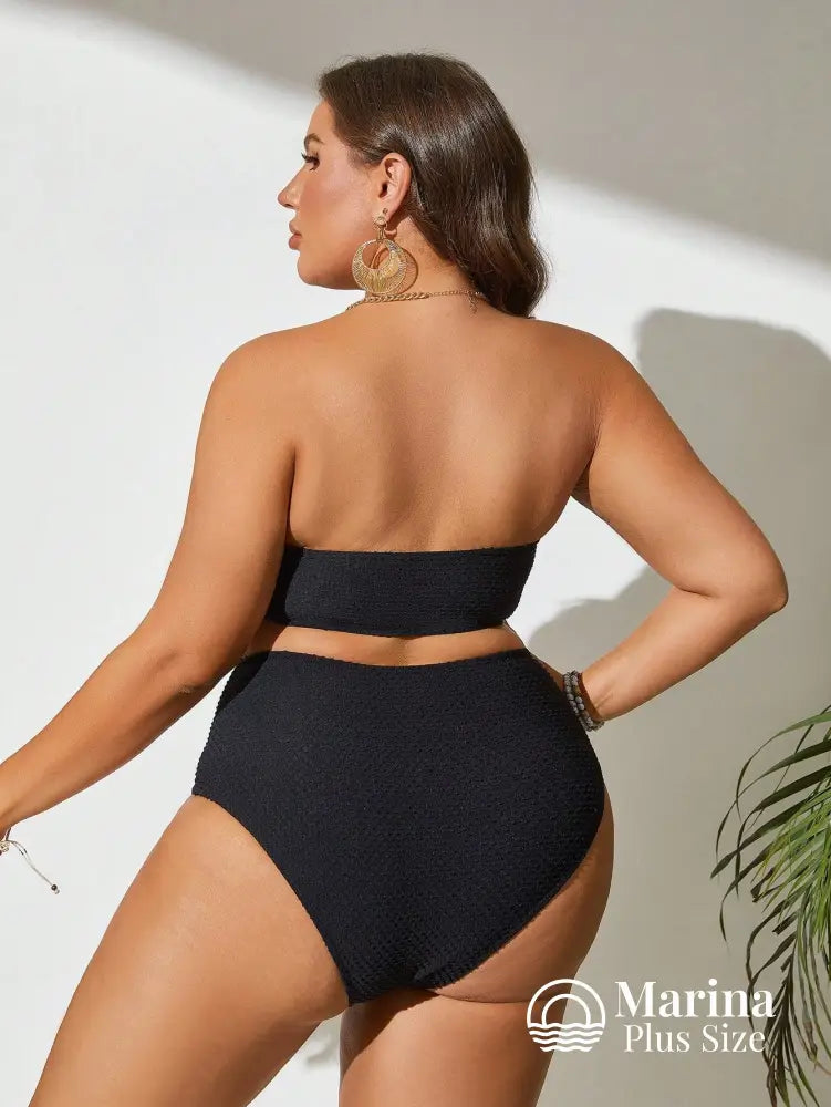 Biquíni Tomara Que Caia Texturizado Cintura Alta Plus Size Biquíni Tomara Que Caia Texturizado Cintura Alta Plus Size