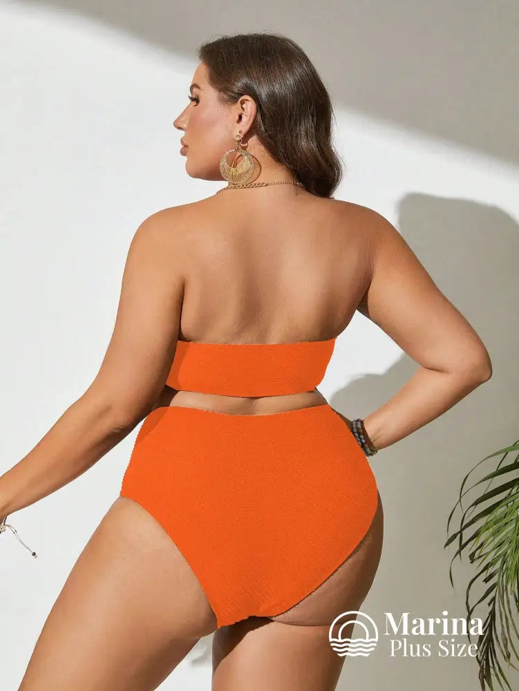 Biquíni Tomara Que Caia Texturizado Cintura Alta Plus Size Biquíni Tomara Que Caia Texturizado Cintura Alta Plus Size