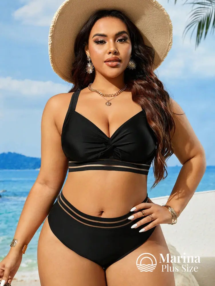 Biquíni Top Cruzado Cintura Alta Com Tiras Plus Size Biquíni Top Cruzado Cintura Alta Com Tiras Plus Size