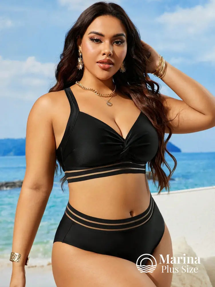 Biquíni Top Cruzado Cintura Alta Com Tiras Plus Size Biquíni Top Cruzado Cintura Alta Com Tiras Plus Size
