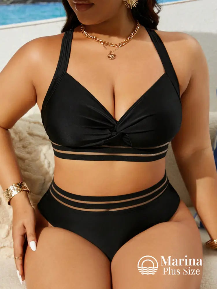 Biquíni Top Cruzado Cintura Alta Com Tiras Plus Size Biquíni Top Cruzado Cintura Alta Com Tiras Plus Size