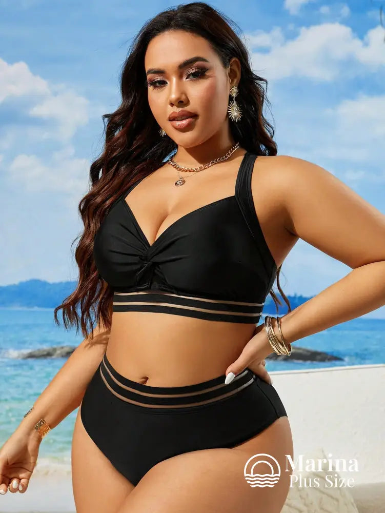 Biquíni Top Cruzado Cintura Alta Com Tiras Plus Size Biquíni Top Cruzado Cintura Alta Com Tiras Plus Size