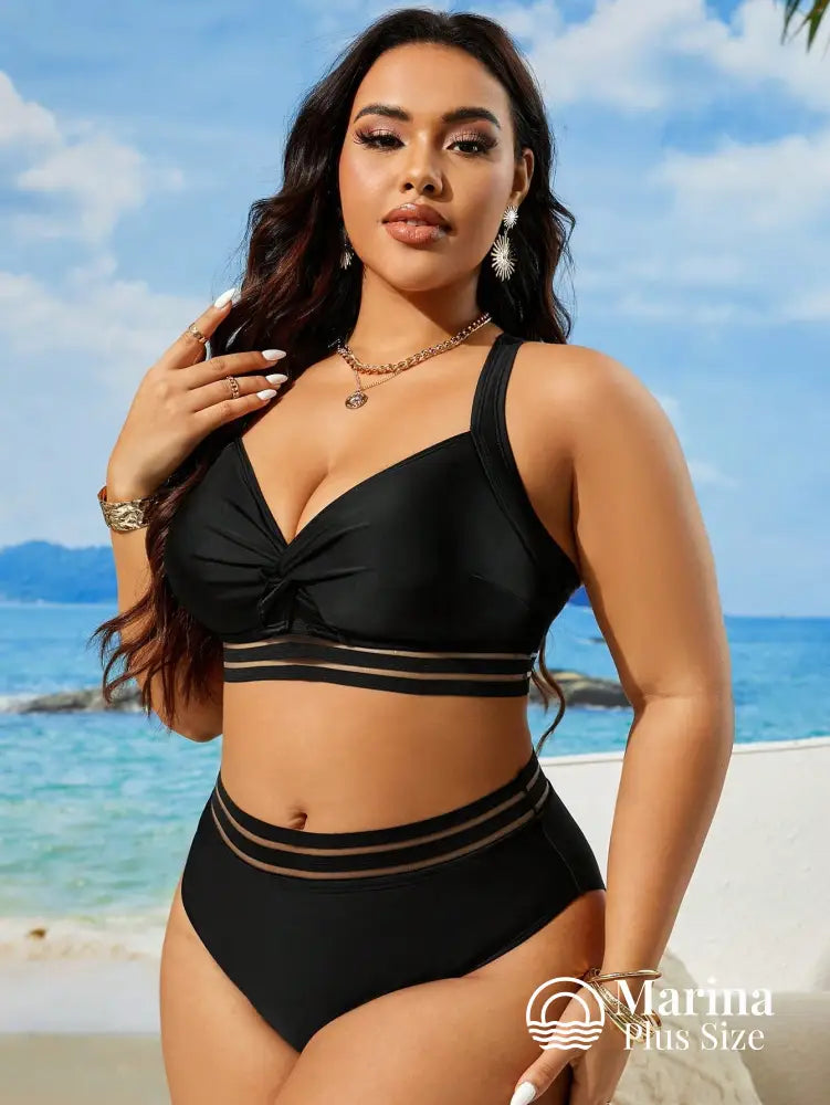 Biquíni Top Cruzado Cintura Alta Com Tiras Plus Size Biquíni Top Cruzado Cintura Alta Com Tiras Plus Size
