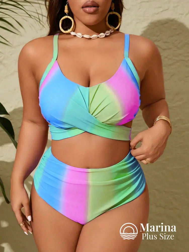 Biquíni Top Cruzado Cintura Alta Plus Size Biquíni Top Cruzado Cintura Alta Plus Size
