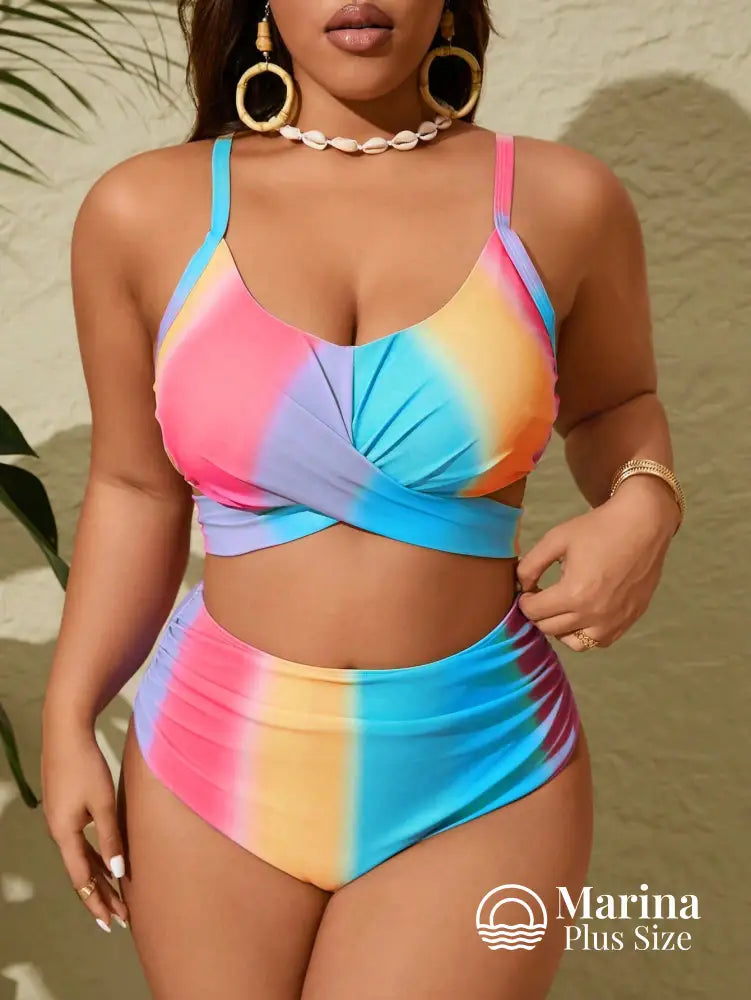 Biquíni Top Cruzado Cintura Alta Plus Size Biquíni Top Cruzado Cintura Alta Plus Size