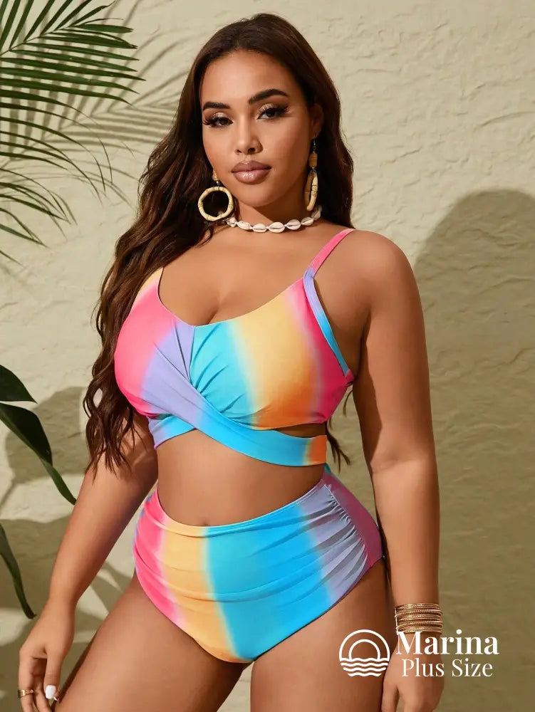 Biquíni Top Cruzado Cintura Alta Plus Size Biquíni Top Cruzado Cintura Alta Plus Size