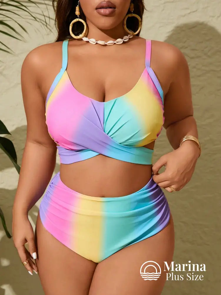 Biquíni Top Cruzado Cintura Alta Plus Size Biquíni Top Cruzado Cintura Alta Plus Size
