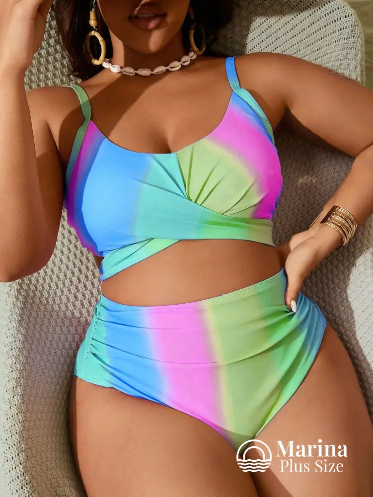 Biquíni Top Cruzado Cintura Alta Plus Size Cor 3 / G Biquíni Top Cruzado Cintura Alta Plus Size