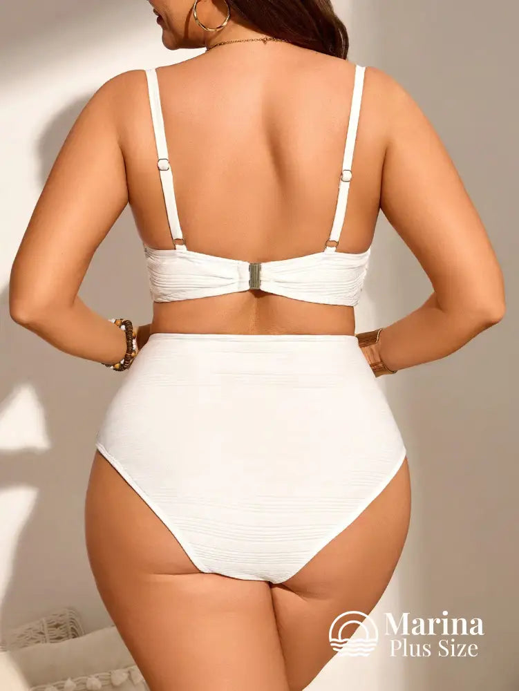 Biquíni Top Drapeado Cintura Alta Modelador Plus Size Biquíni Top Drapeado Cintura Alta Modelador Plus Size