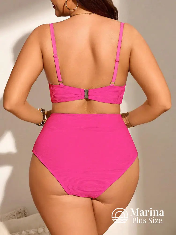 Biquíni Top Drapeado Cintura Alta Modelador Plus Size Biquíni Top Drapeado Cintura Alta Modelador Plus Size