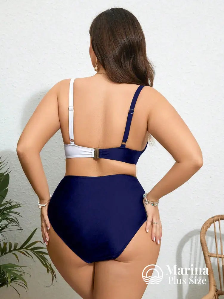 Biquíni Transpassado Bicolor Cintura Alta Plus Size Biquíni Transpassado Bicolor Cintura Alta Plus Size