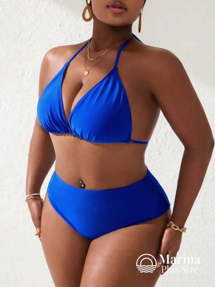 Biquíni Triângulo Cintura Alta Amarração Plus Size Biquíni Triângulo Cintura Alta Amarração Plus Size