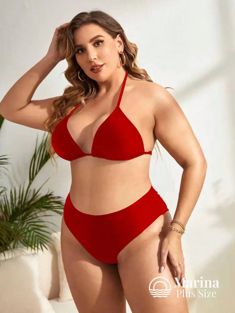 Biquíni Triângulo Cintura Alta Amarração Plus Size Biquíni Triângulo Cintura Alta Amarração Plus Size