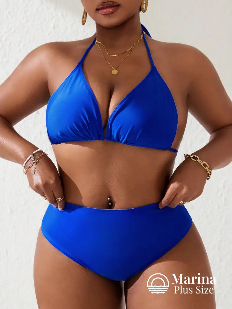 Biquíni Triângulo Cintura Alta Amarração Plus Size Biquíni Triângulo Cintura Alta Amarração Plus Size