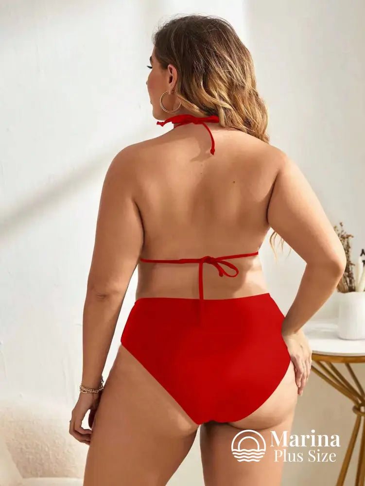 Biquíni Triângulo Cintura Alta Amarração Plus Size Biquíni Triângulo Cintura Alta Amarração Plus Size